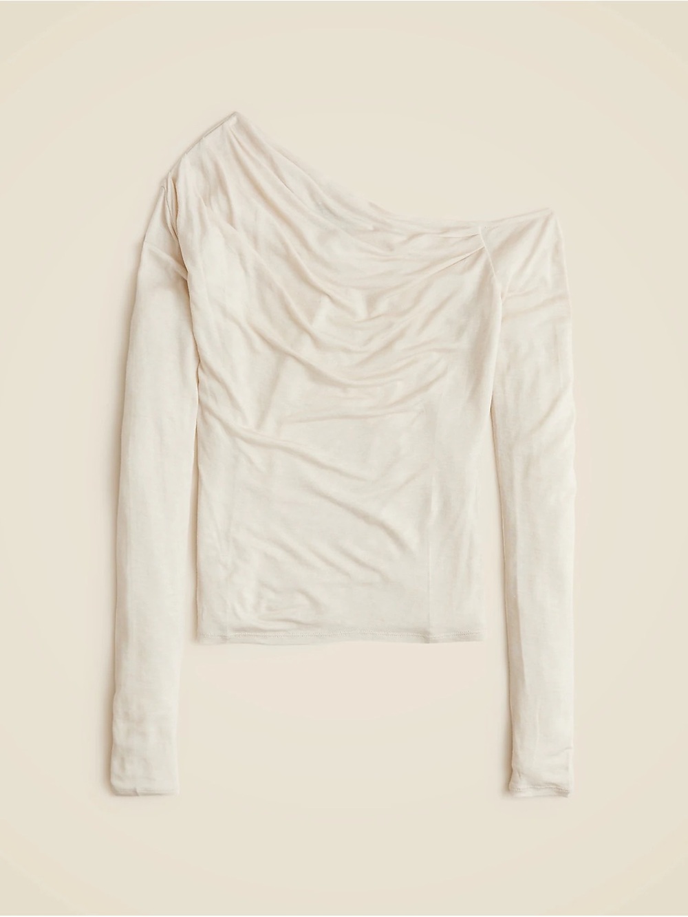 NWT J.Crew Collection Cream Sheer Wool-Blend One-Shoulder Top Size Medium